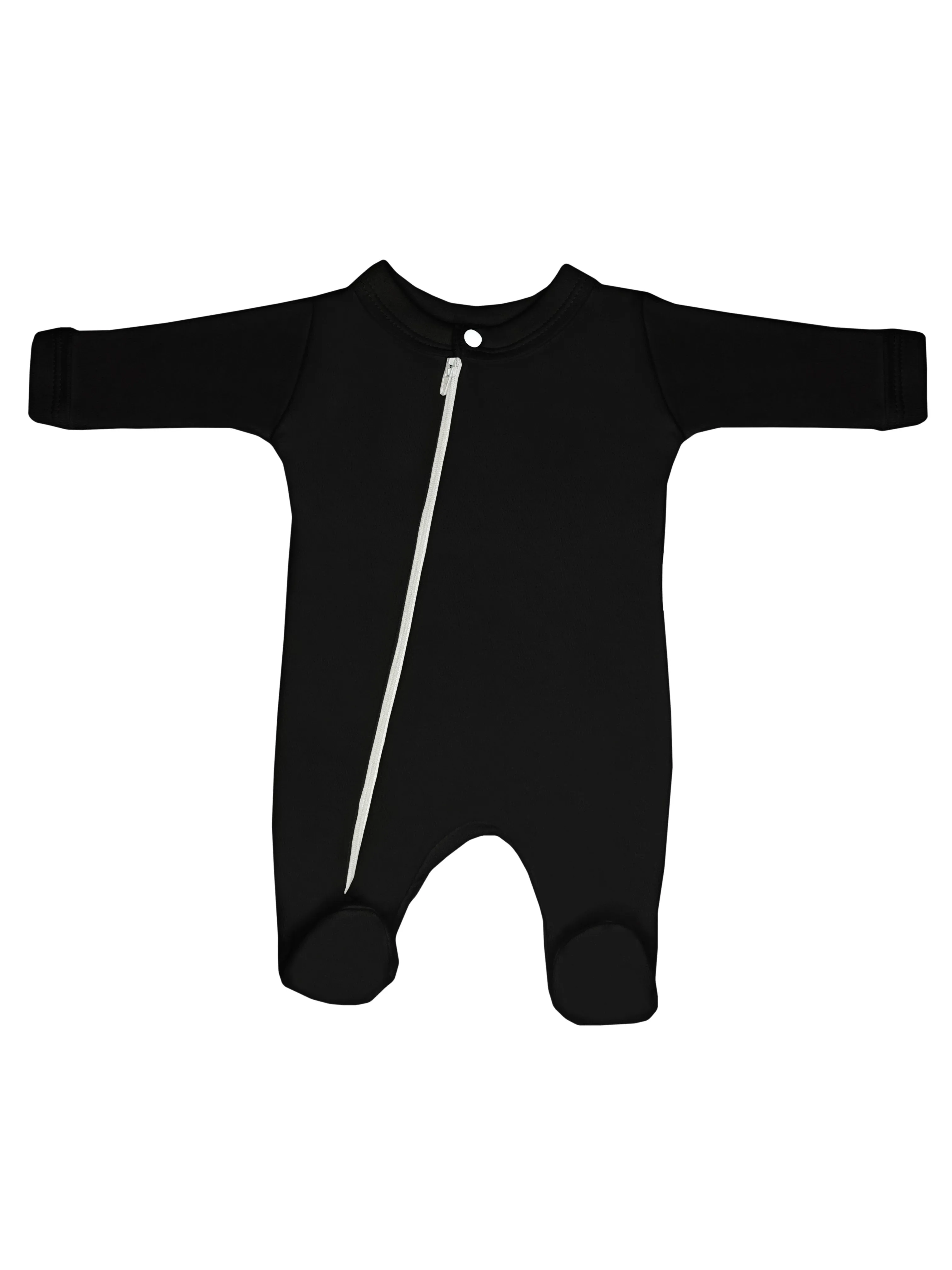 100% Cotton Footed Zip Up Sleepsuit - Black