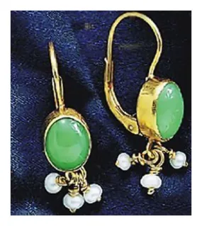 14k Tarantella Chrysoprase and Pearl Earrings