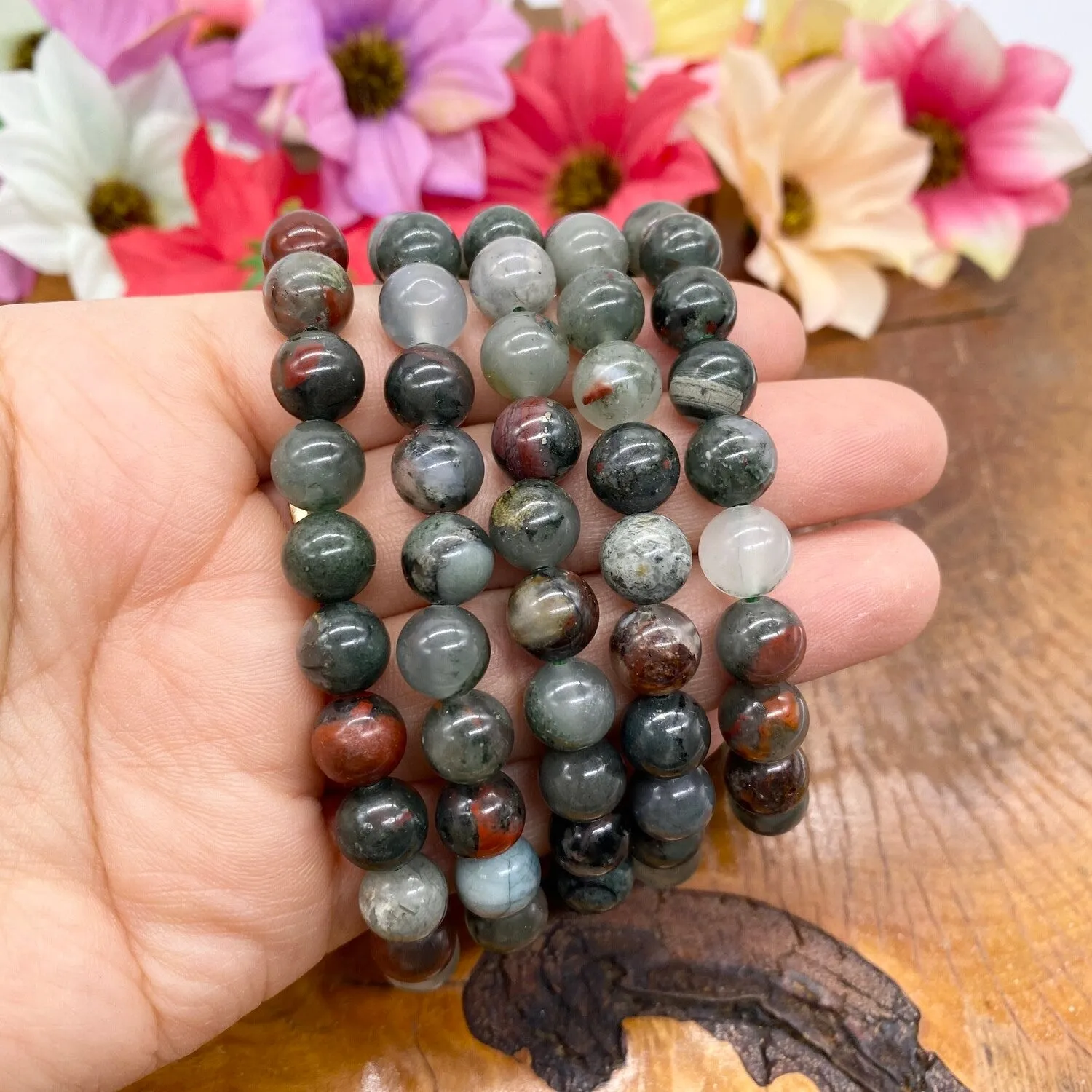 African Bloodstone Bracelets, Crystal for Abundance and Good Fortune