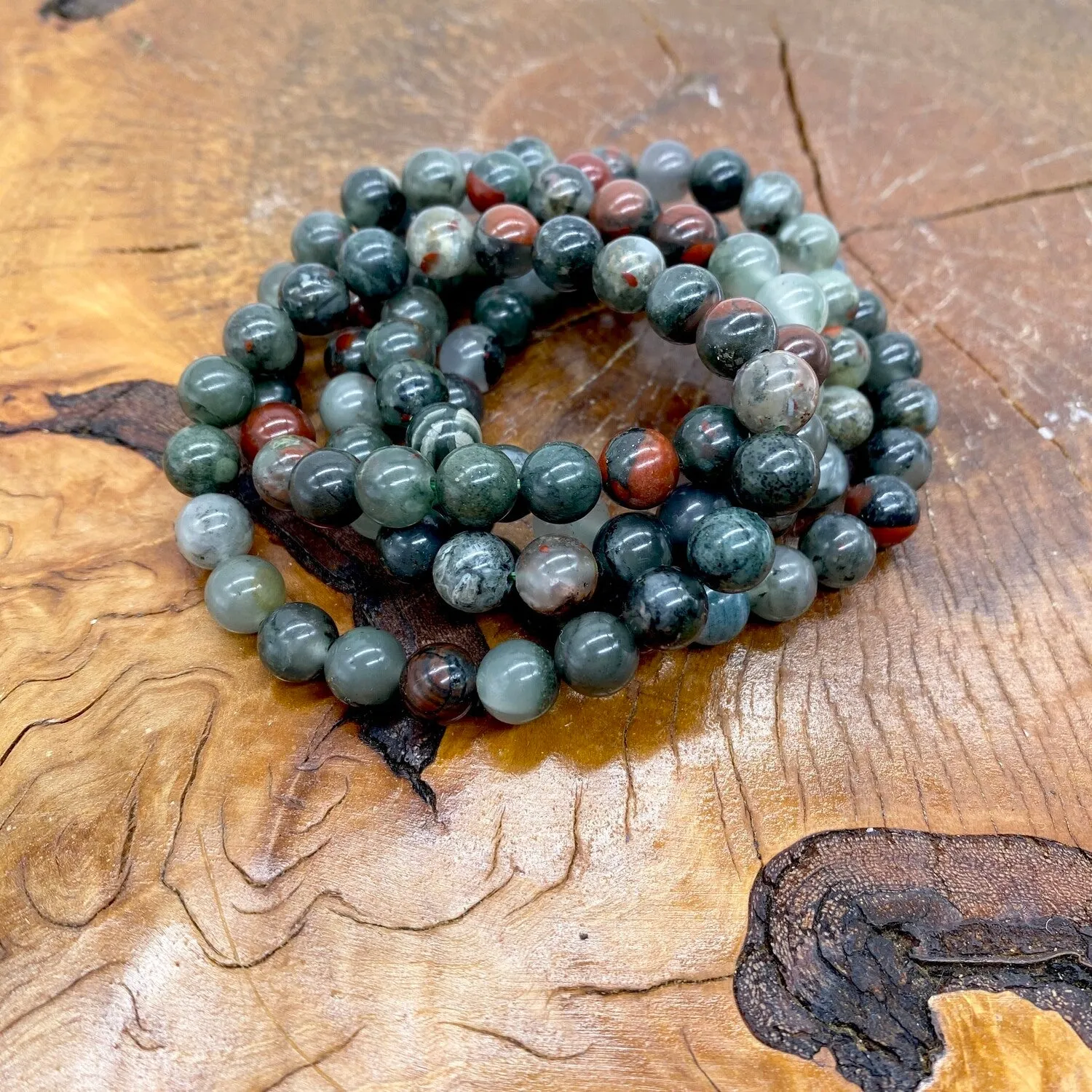 African Bloodstone Bracelets, Crystal for Abundance and Good Fortune