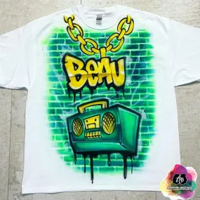 Airbrush 90's Green Boombox Shirt Design