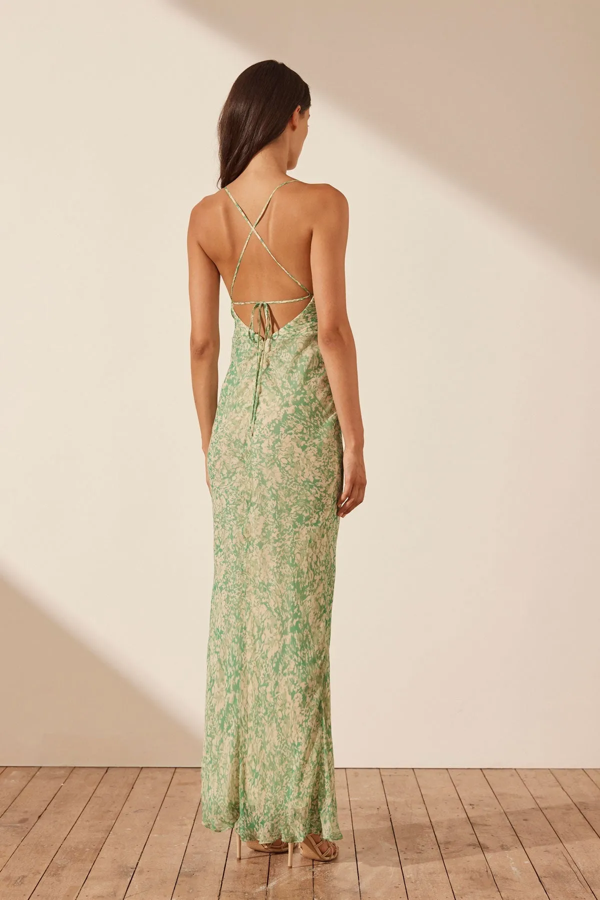 BELVEDERE LACE BACK BIAS MAXI DRESS