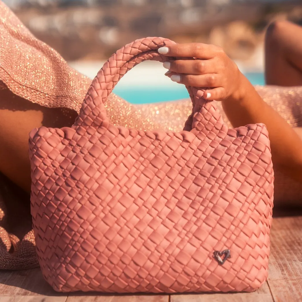 Brandon Small Woven Tote - Rose