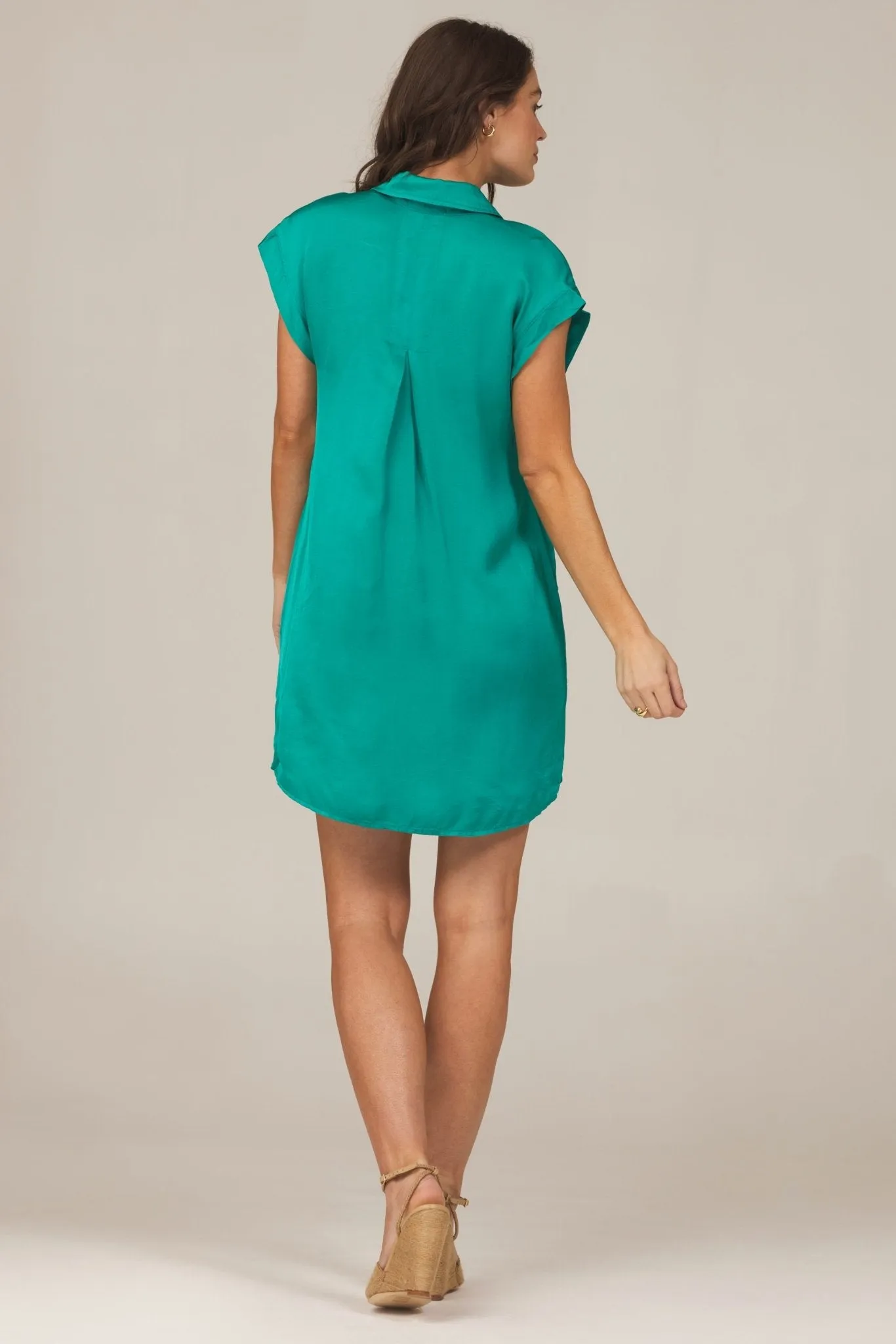 Cap Sleeve V-Neck Dress - Tropical Teal