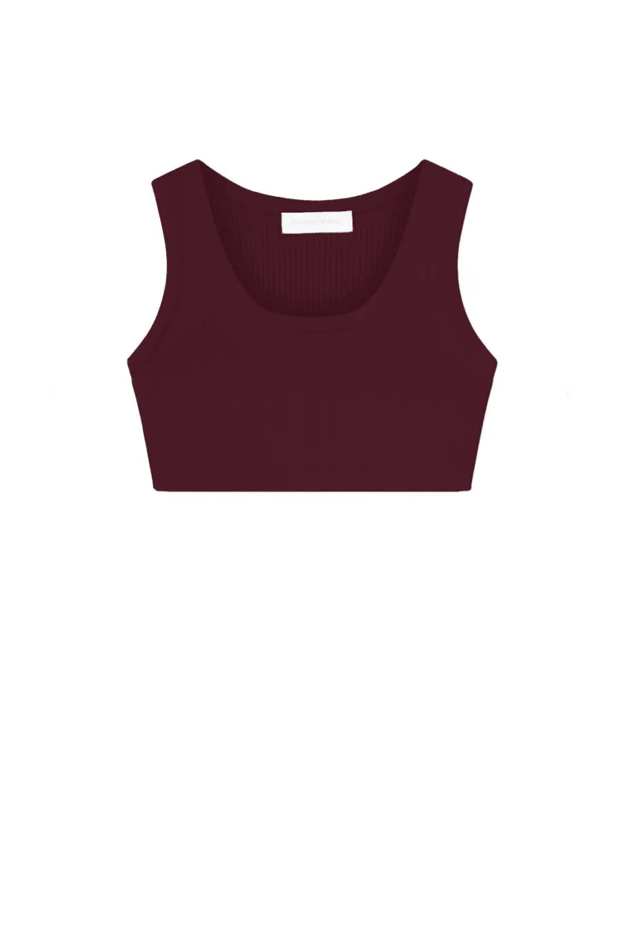 Jonathan Simkhai Sashi Pleated Rib Knit Crop Tank - Merlot