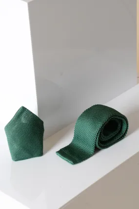 KT - Olive Knitted Tie & Pocket Square