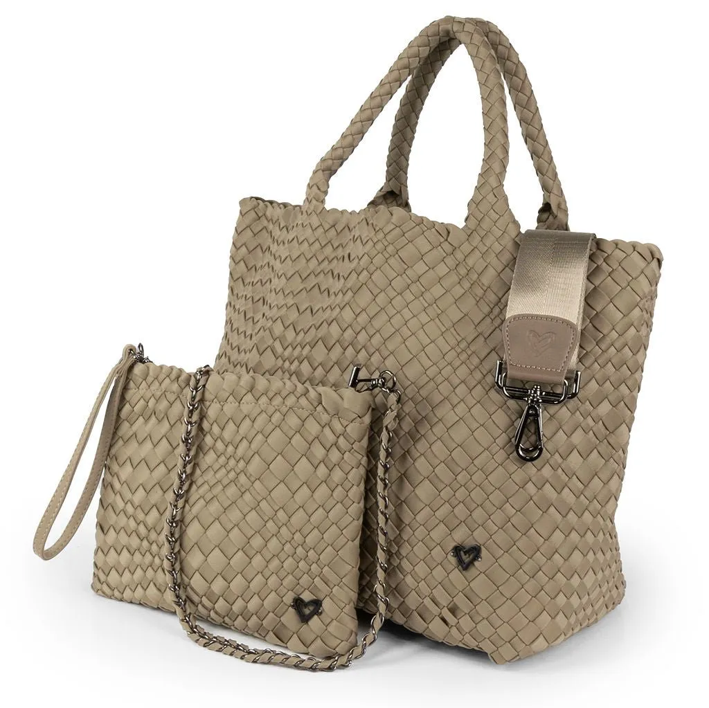 NEW: London Large Woven Tote - Stone