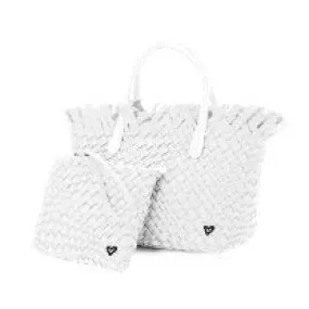 NEW: Taunton Small Woven Tote (Fringed Top) - White