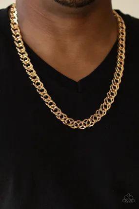 Paparazzi Accessories  - Undefeated #N839 Peg - Gold Urban Necklace