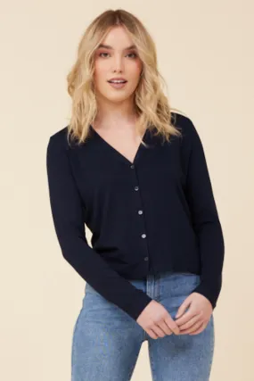 Soft Touch V-Neck Cardigan in Marine