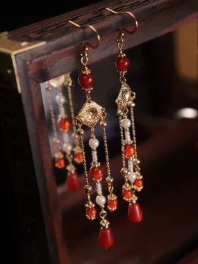 Tassels Earrings: Orient Ruby