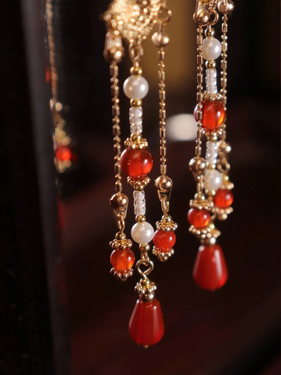 Tassels Earrings: Orient Ruby