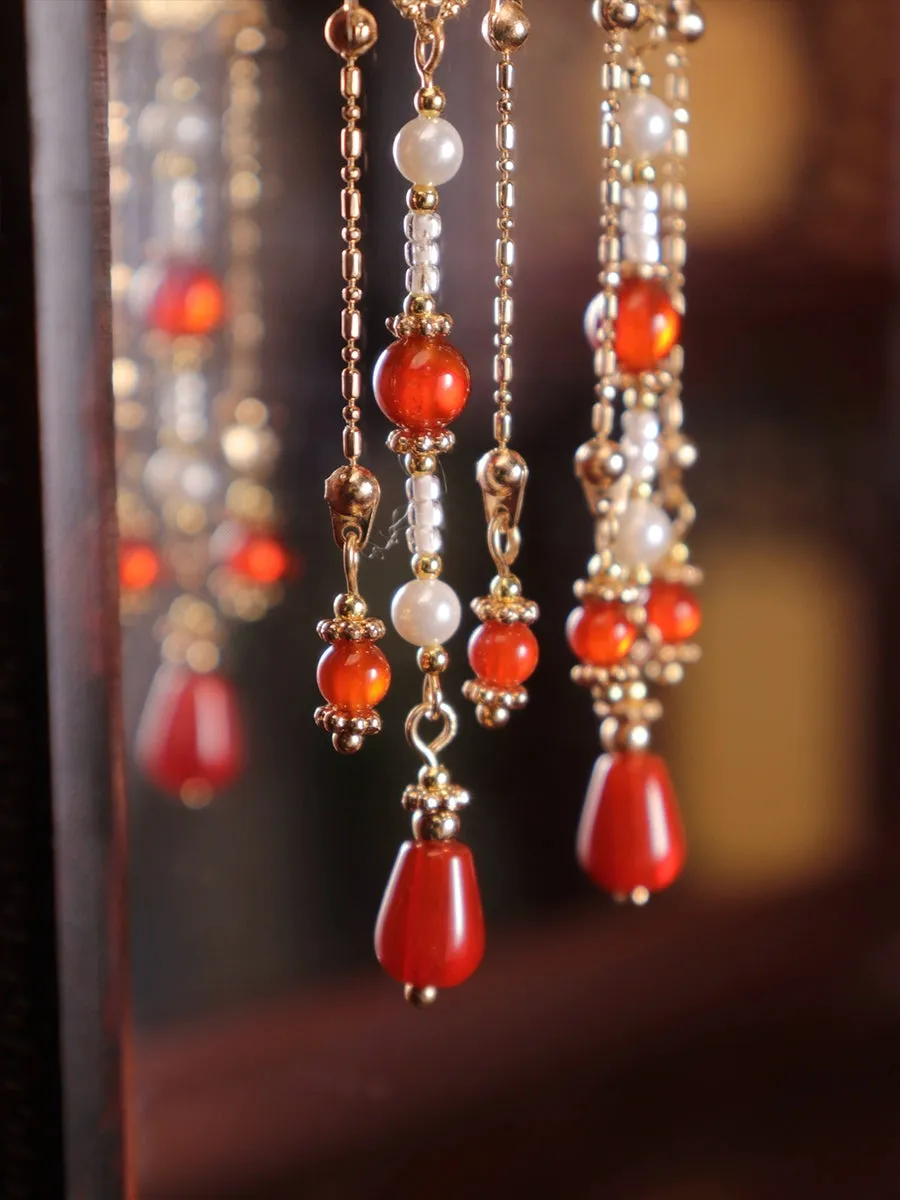 Tassels Earrings: Orient Ruby